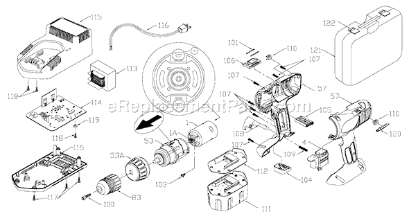 Page A Diagram and Parts List for 878 Type 2 Porter Cable Cordless Drill